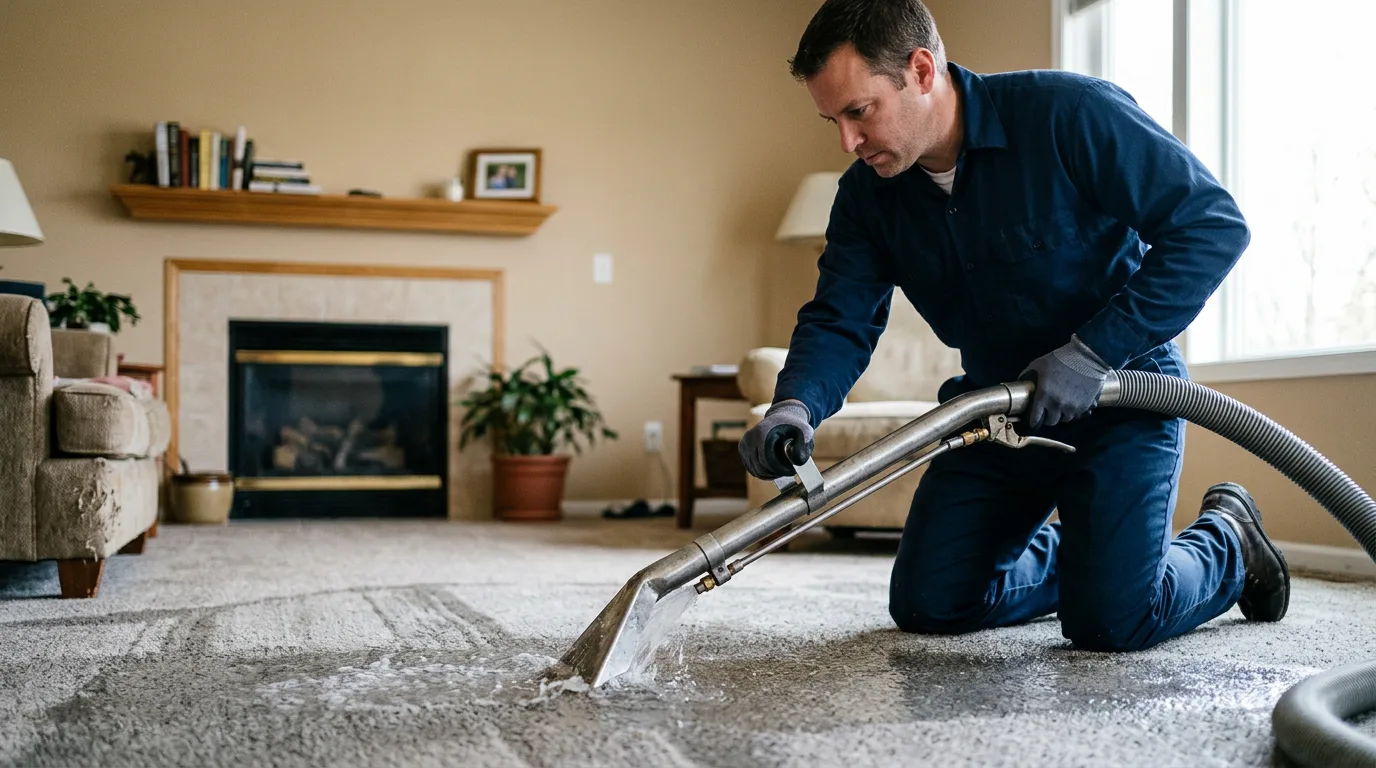 Water damage restoration technician working near East Fultonham, OH